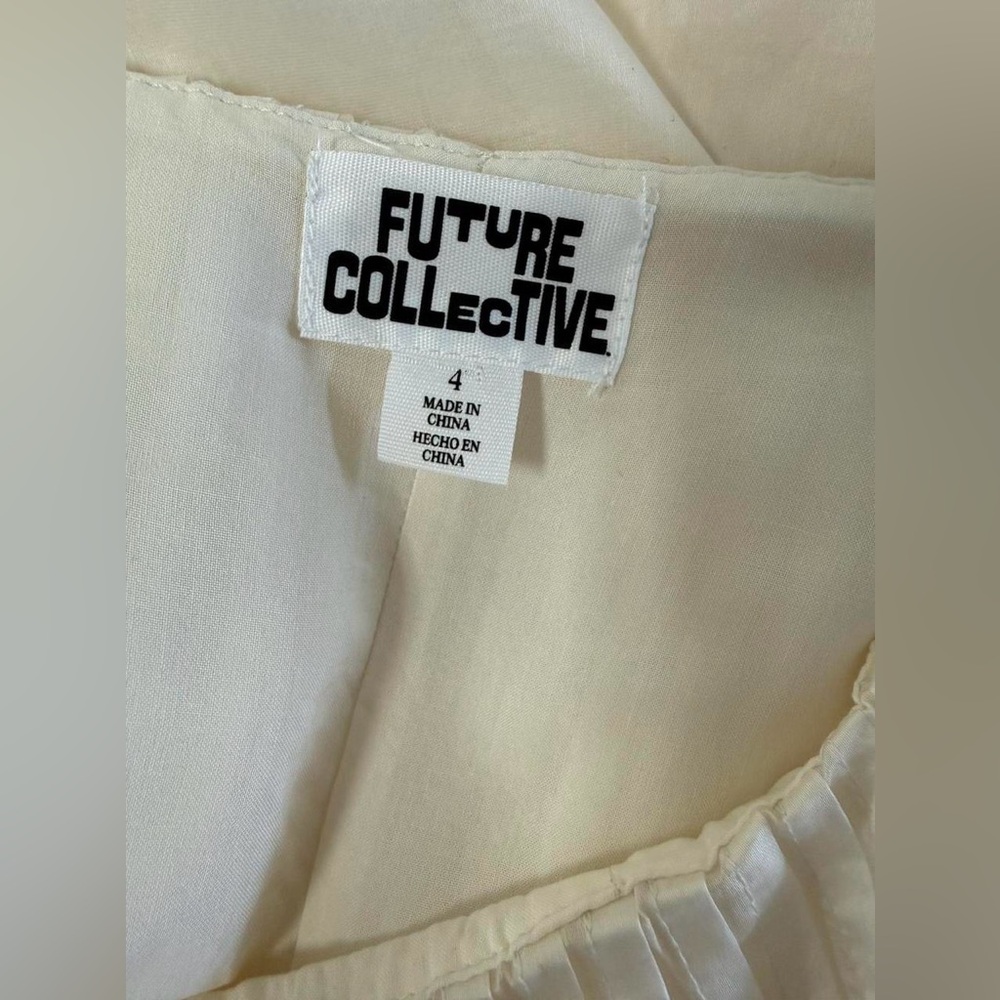 Future Collective cream maxi skirt with zipper and pleated detailing. - Picture 5 of 6